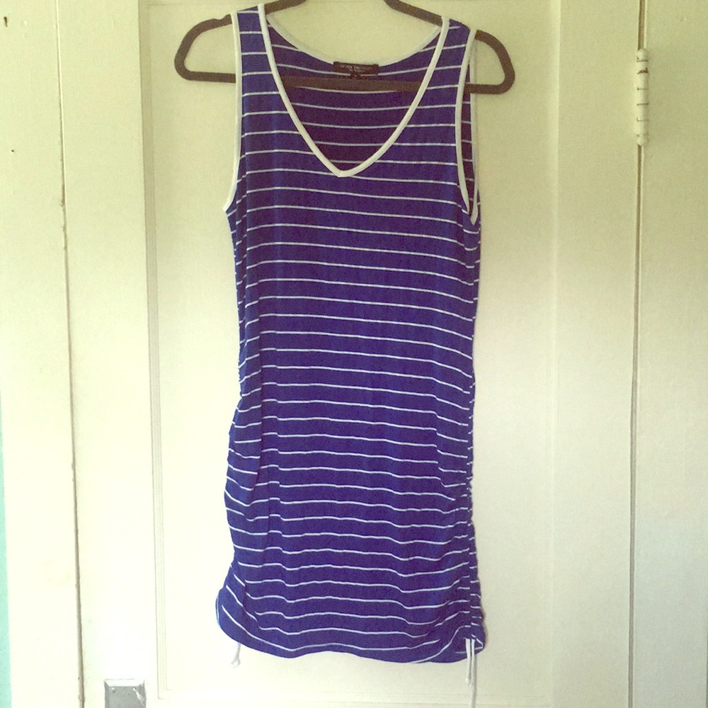 Green Envelope Blue Dress w/ White Stripes